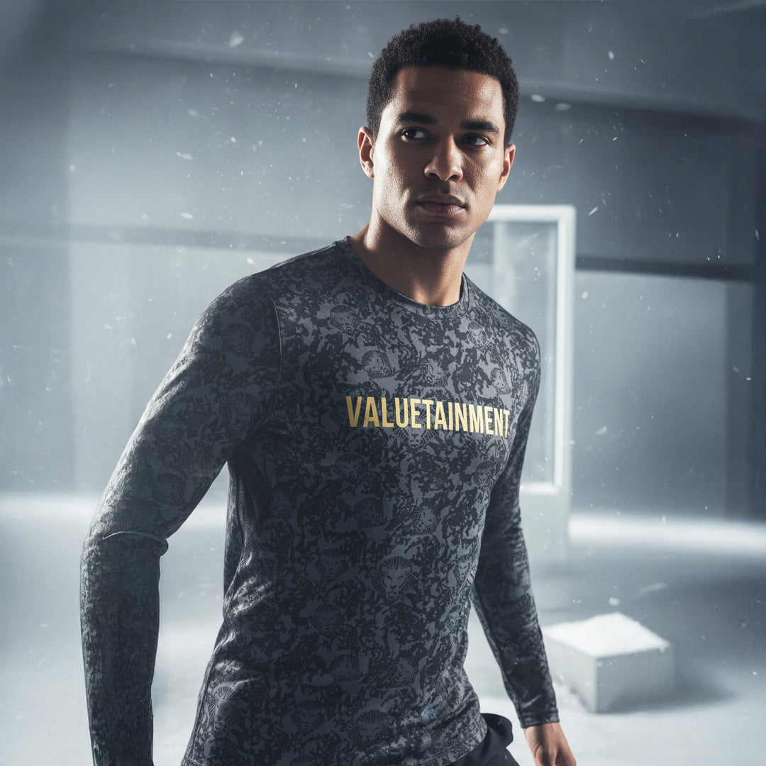 Lion Shield Charcoal Grey Performance Long Sleeve T-Shirt