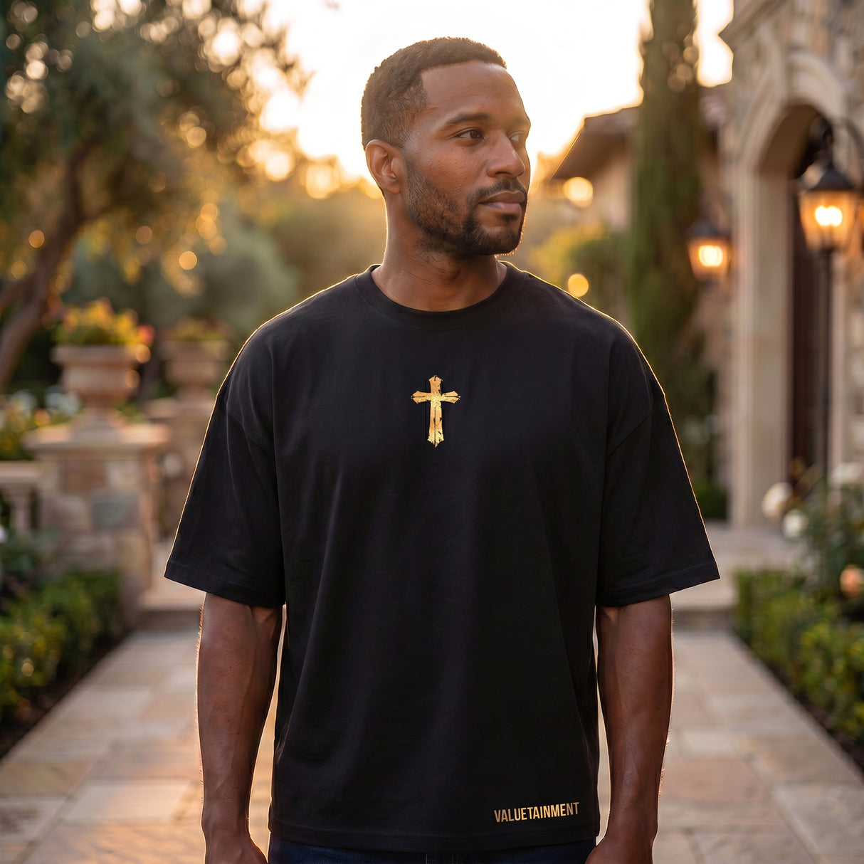 Faith over Fear Black and Gold Short Sleeve T-Shirt