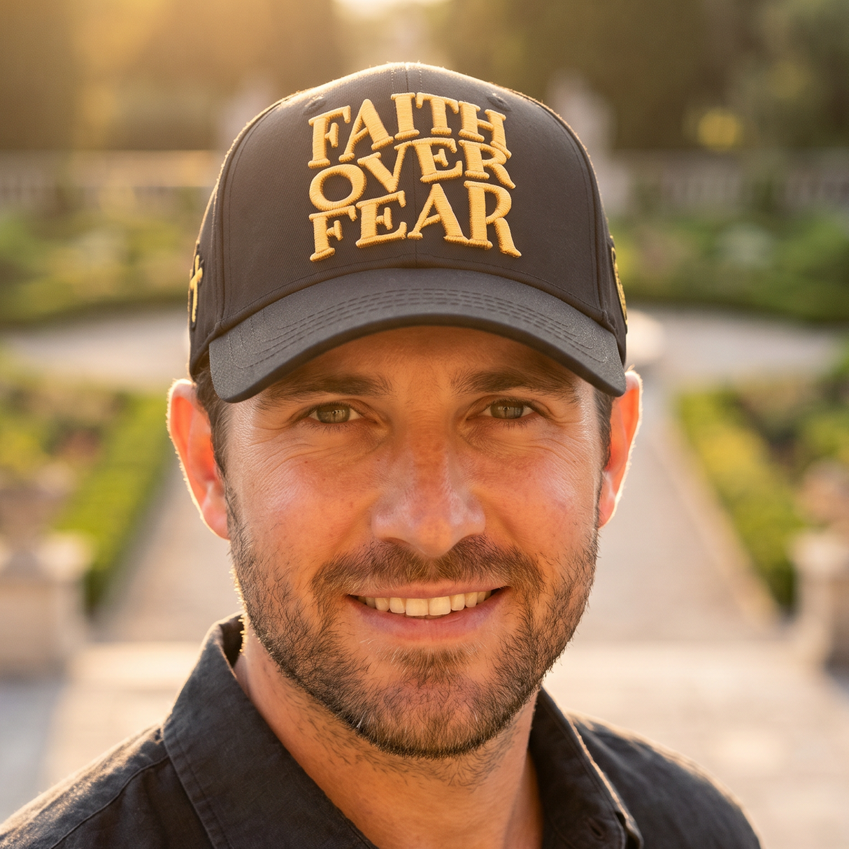 Faith Over Fear Hebrews 11:1 Black and Gold Snapback