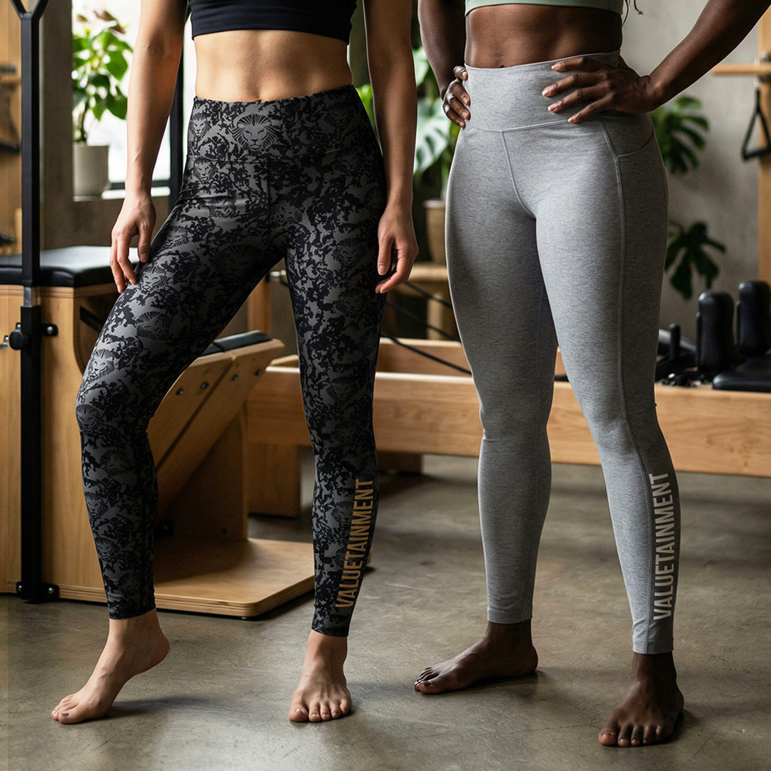 Women's Future Looks Bright Charcoal Grey Pattern Print Reversible Leggings