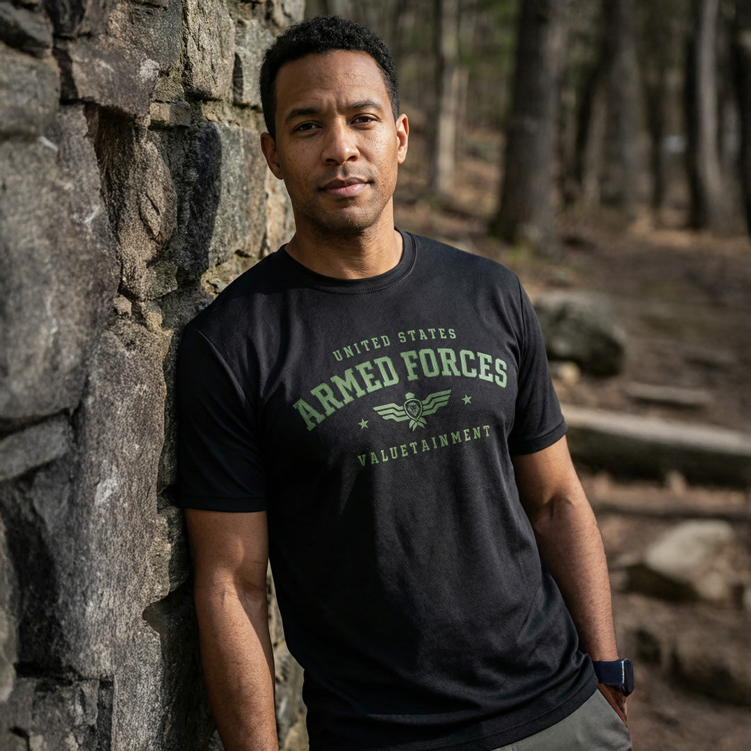 Future Looks Bright Armed Forces Black & Lime Short Sleeve T-Shirt