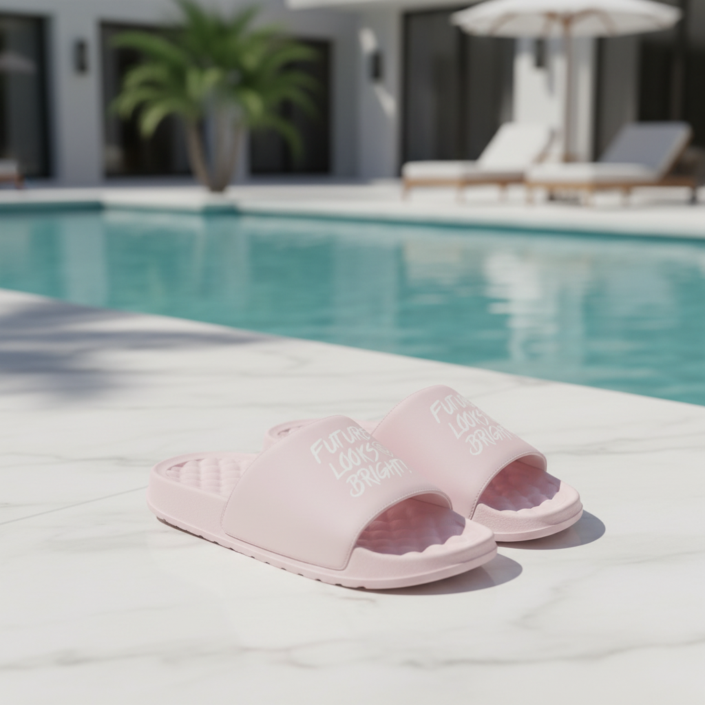 Women's Future Looks Bright Powder Pink Slides