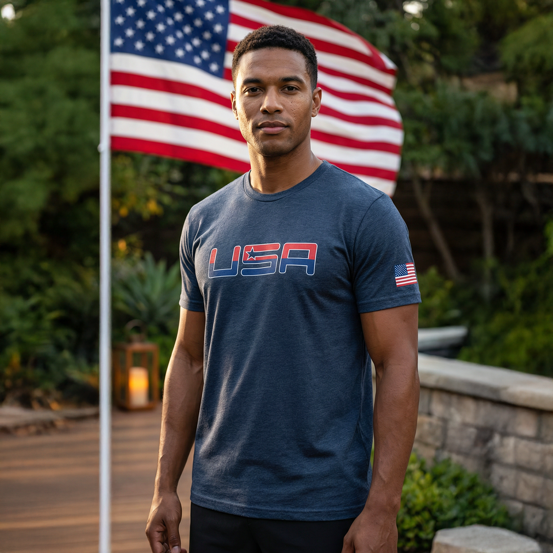 Team America Retro Navy Valuetainment Short Sleeve T-Shirt (Slim Fit)