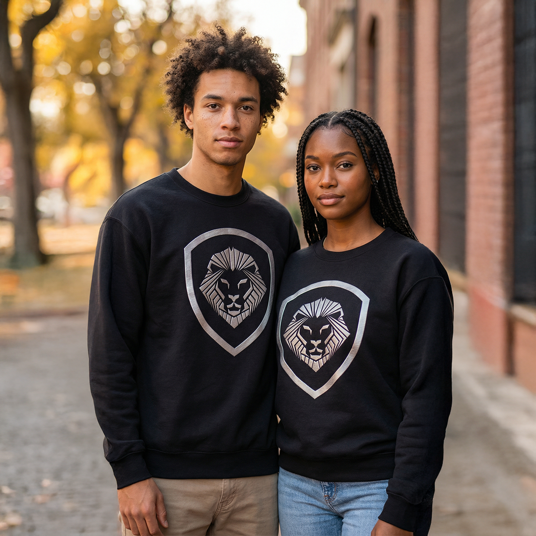 Valuetainment Black Raised Print Performance Crewneck Sweatshirt