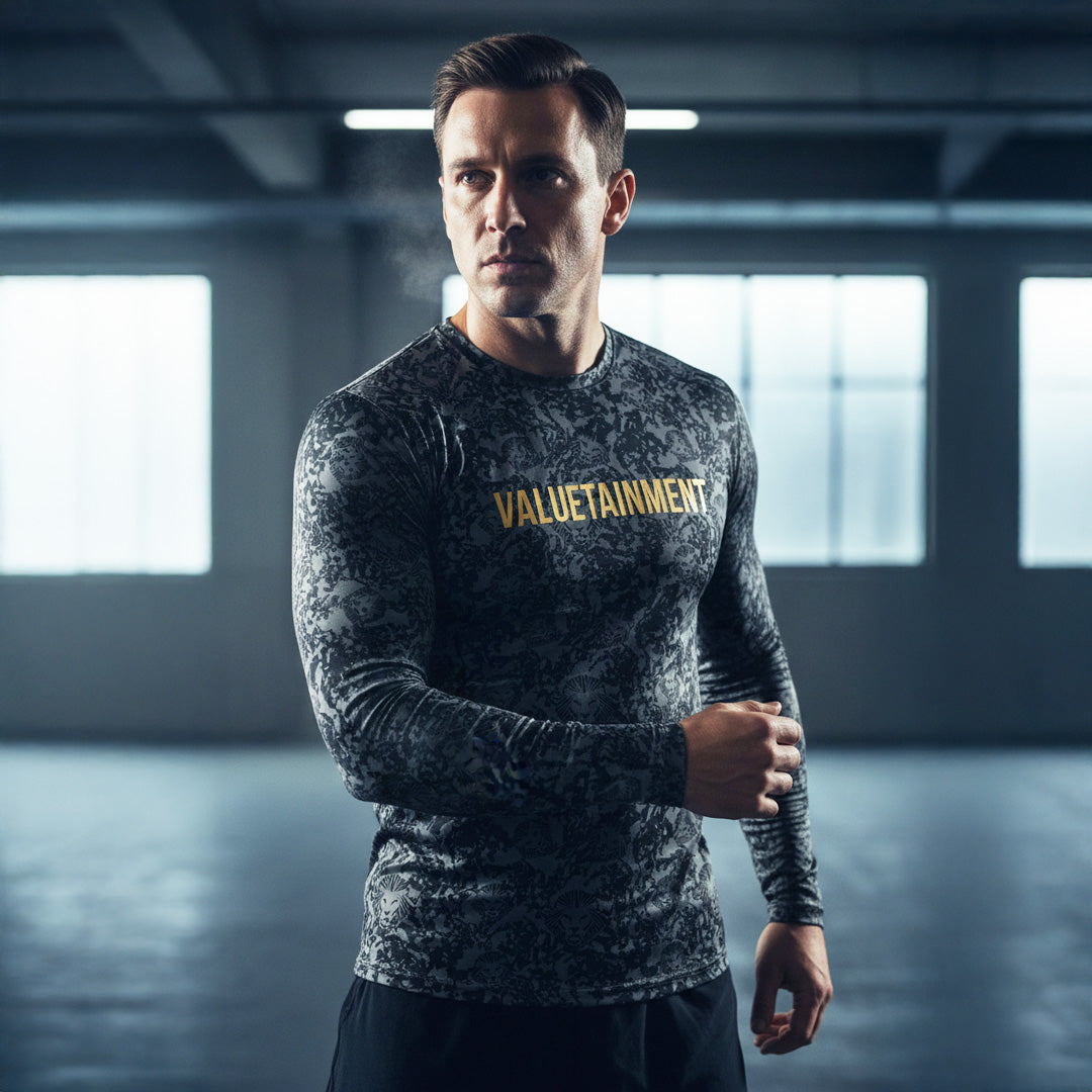 Lion Shield Charcoal Grey Performance Long Sleeve T-Shirt