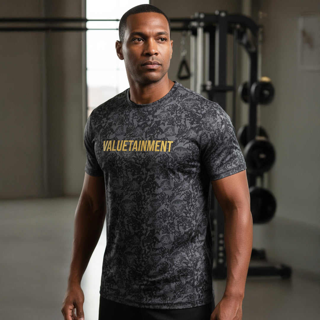 Lion Shield Charcoal Grey Performance Short Sleeve T-Shirt