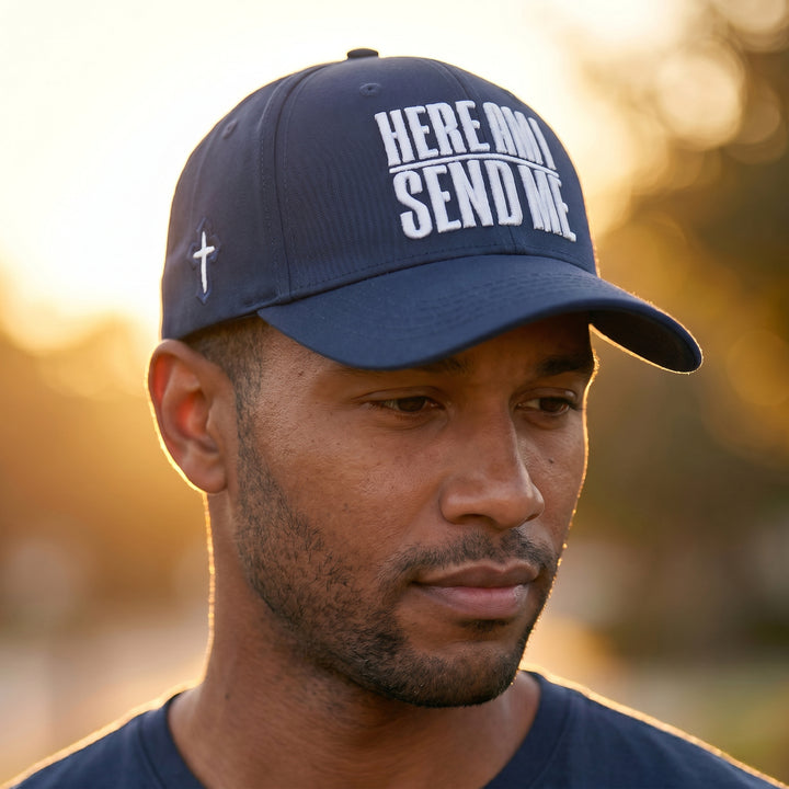 Here Am I Send Me Isaiah 6:8 Navy Snapback Hat