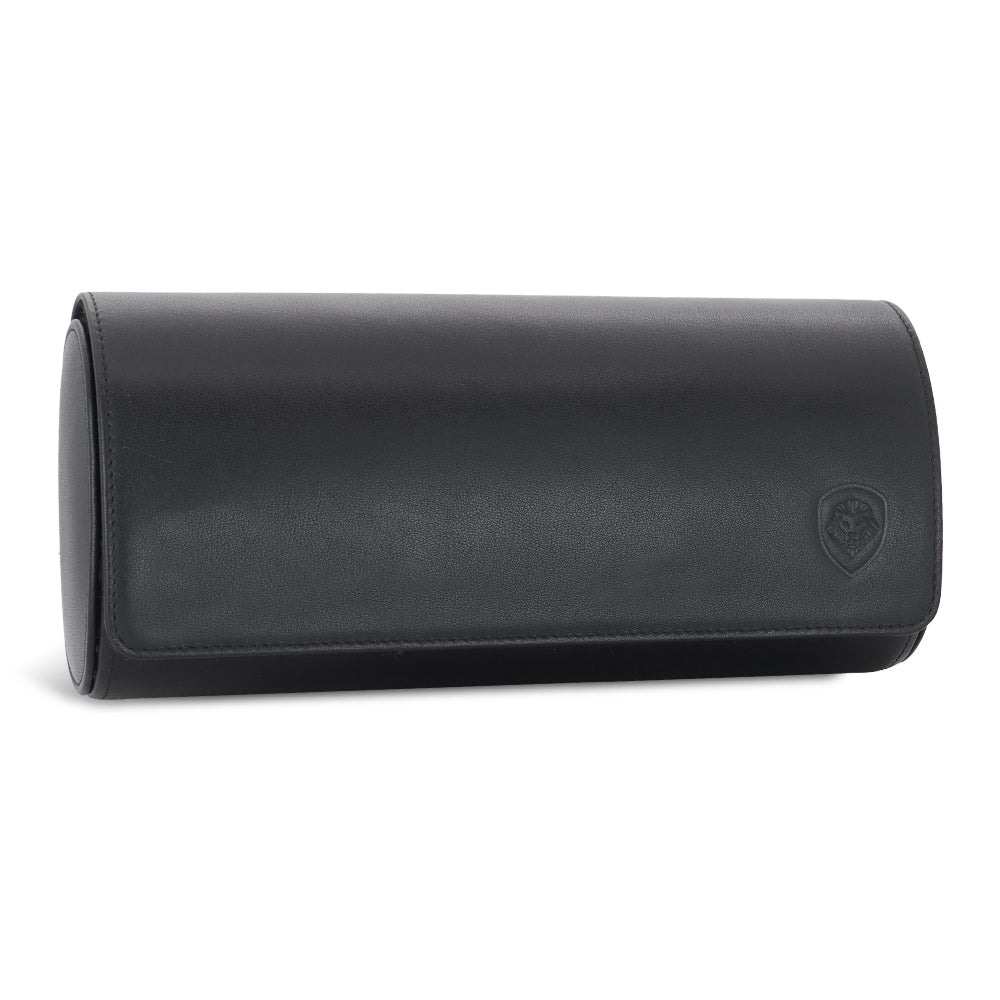 Future Looks Bright Black Embossed Leather Triple Watch Carrier