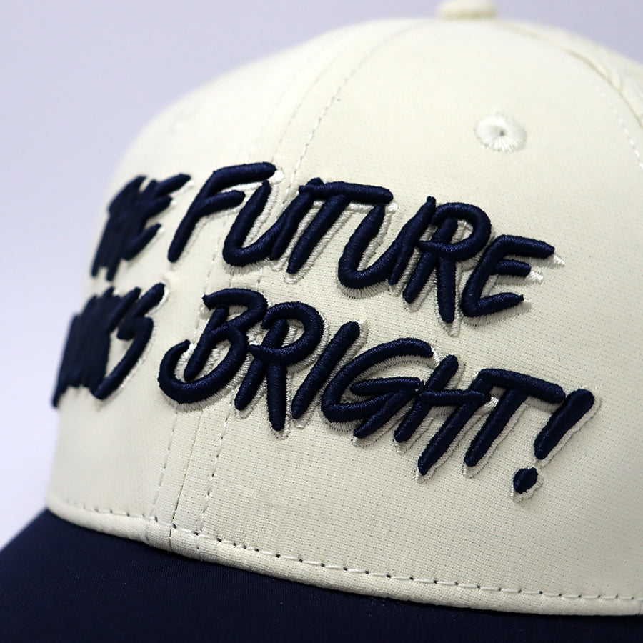 Future Looks Bright Dual Tone Beige and Navy Topo Print Snapback Hat
