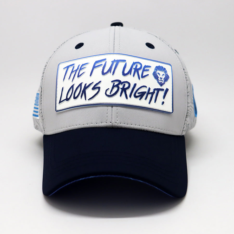 Future Looks Bright Dual Tone Gray and Blue Gradient Logo Snapback Hat