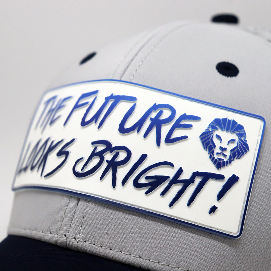 Future Looks Bright Dual Tone Gray and Blue Gradient Logo Snapback Hat