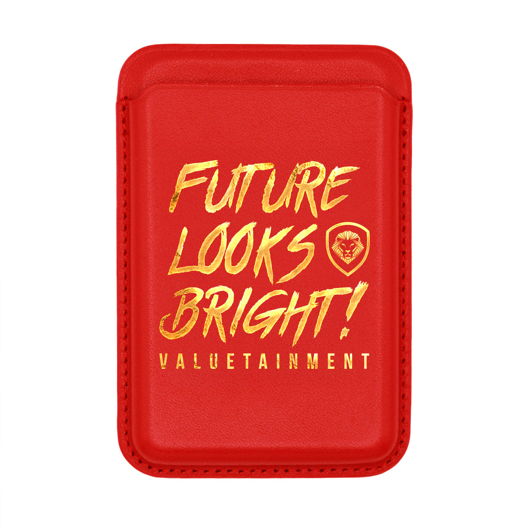 Future Looks Bright Red and Gold Leather RFID Credit Card Holder