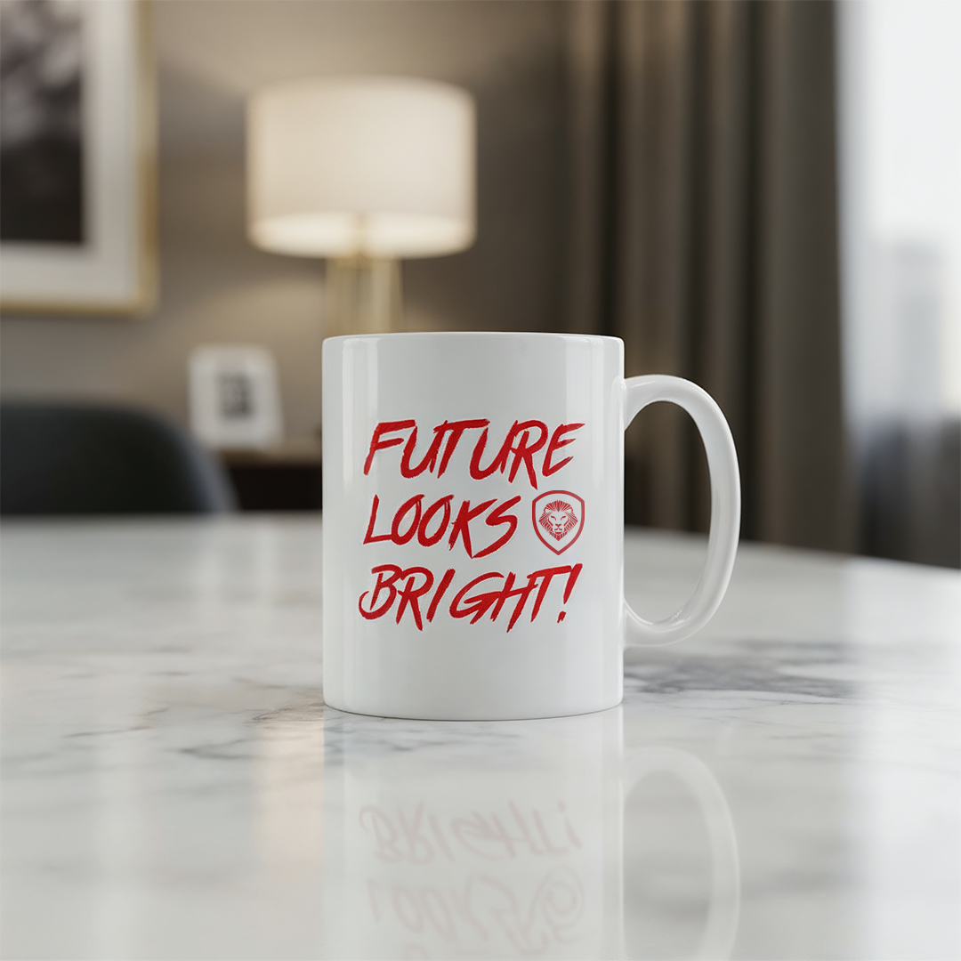 Future Looks Bright White and Red Mug