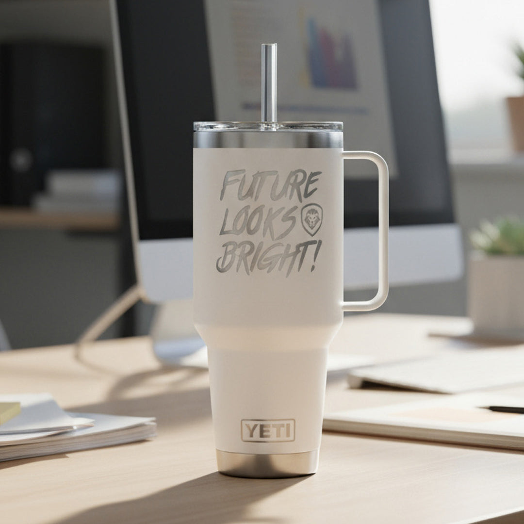 Future Looks Bright Valuetainment White YETI Rambler 42 oz Straw Mug