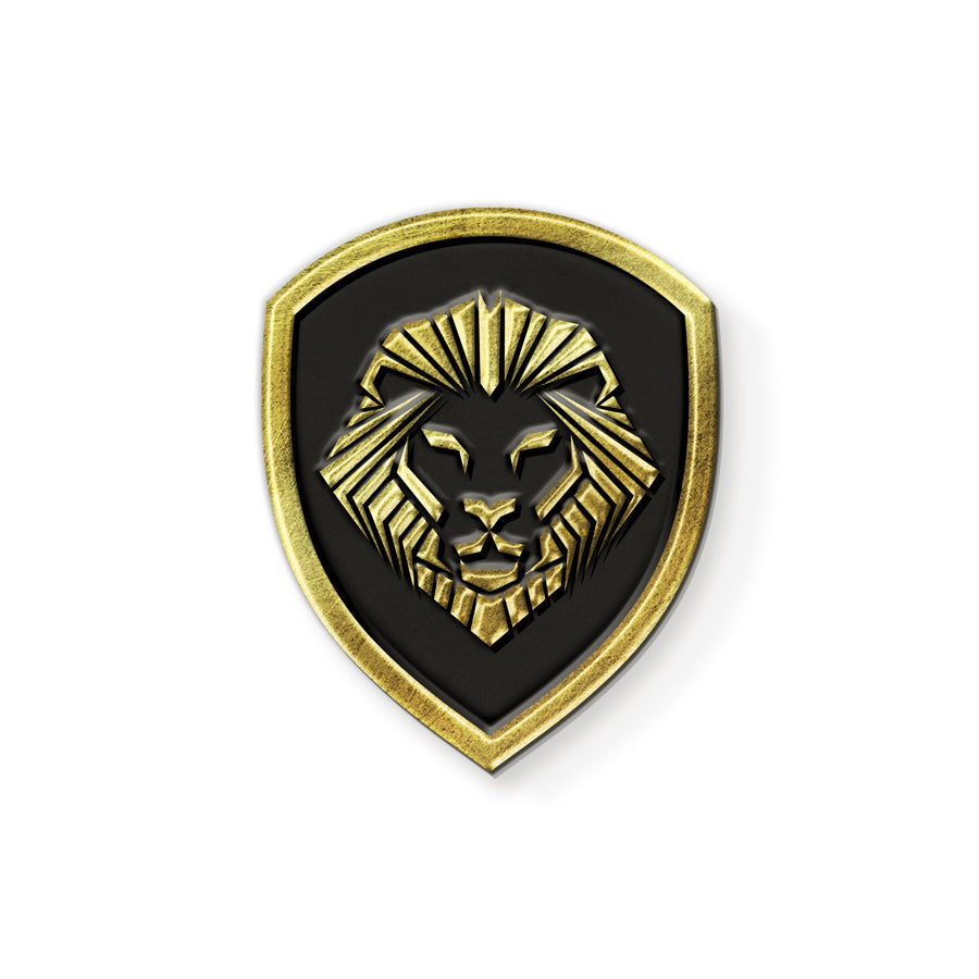 Gold and Black Lion Shield Valuetainment Pin