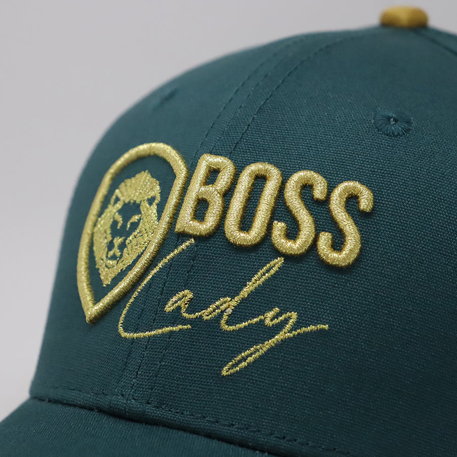 Future Looks Bright Boss Lady Hunter Green and Gold Snapback