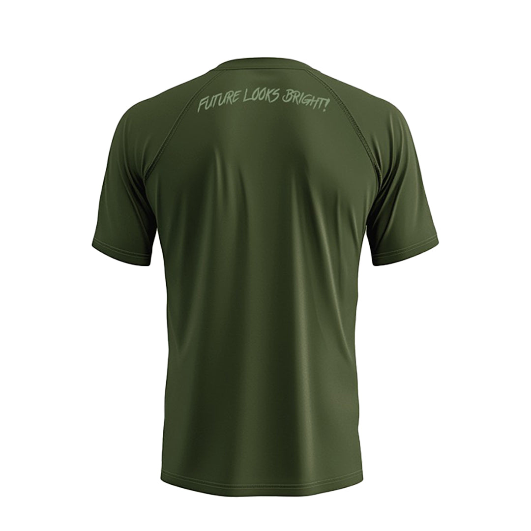 Future Looks Bright Army Green Performance Short Sleeve T-Shirt