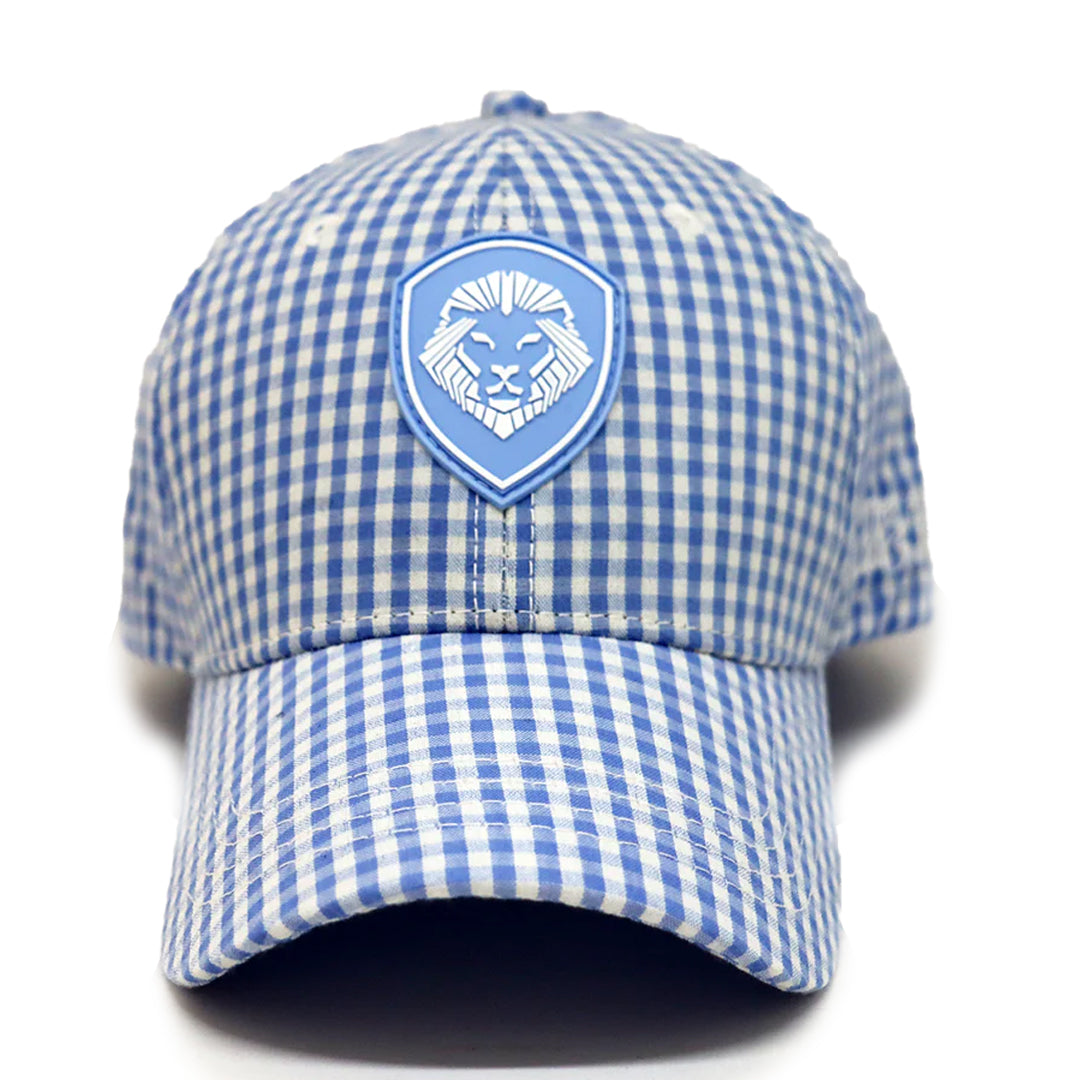 VT Shield Future Looks Bright Sky Blue Gingham Check Snapback Hat