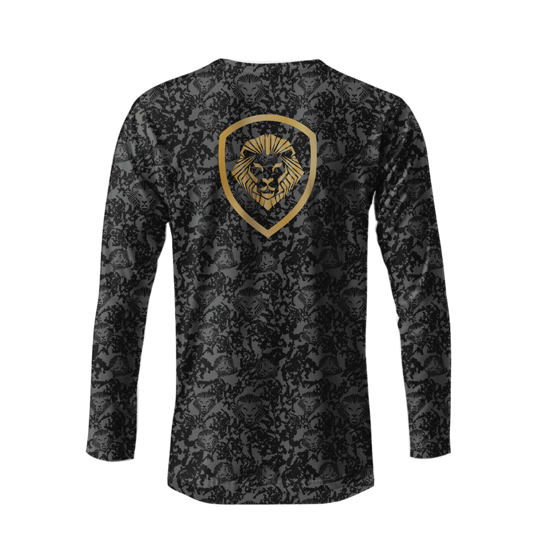 Lion Shield Charcoal Grey Performance Long Sleeve T-Shirt