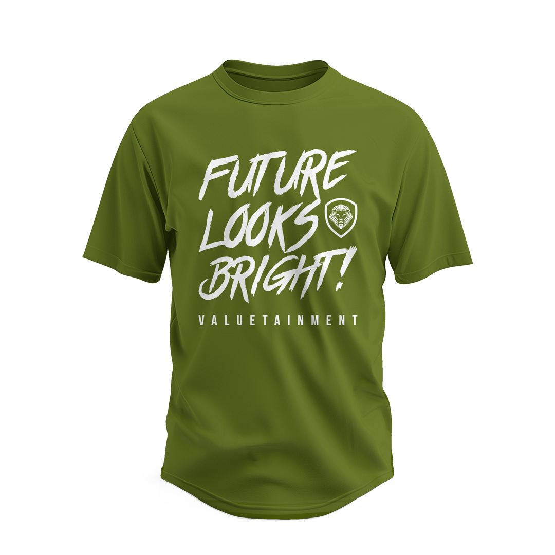 Future Looks Bright Premium Curved Hem Green and White Short Sleeve T-Shirt