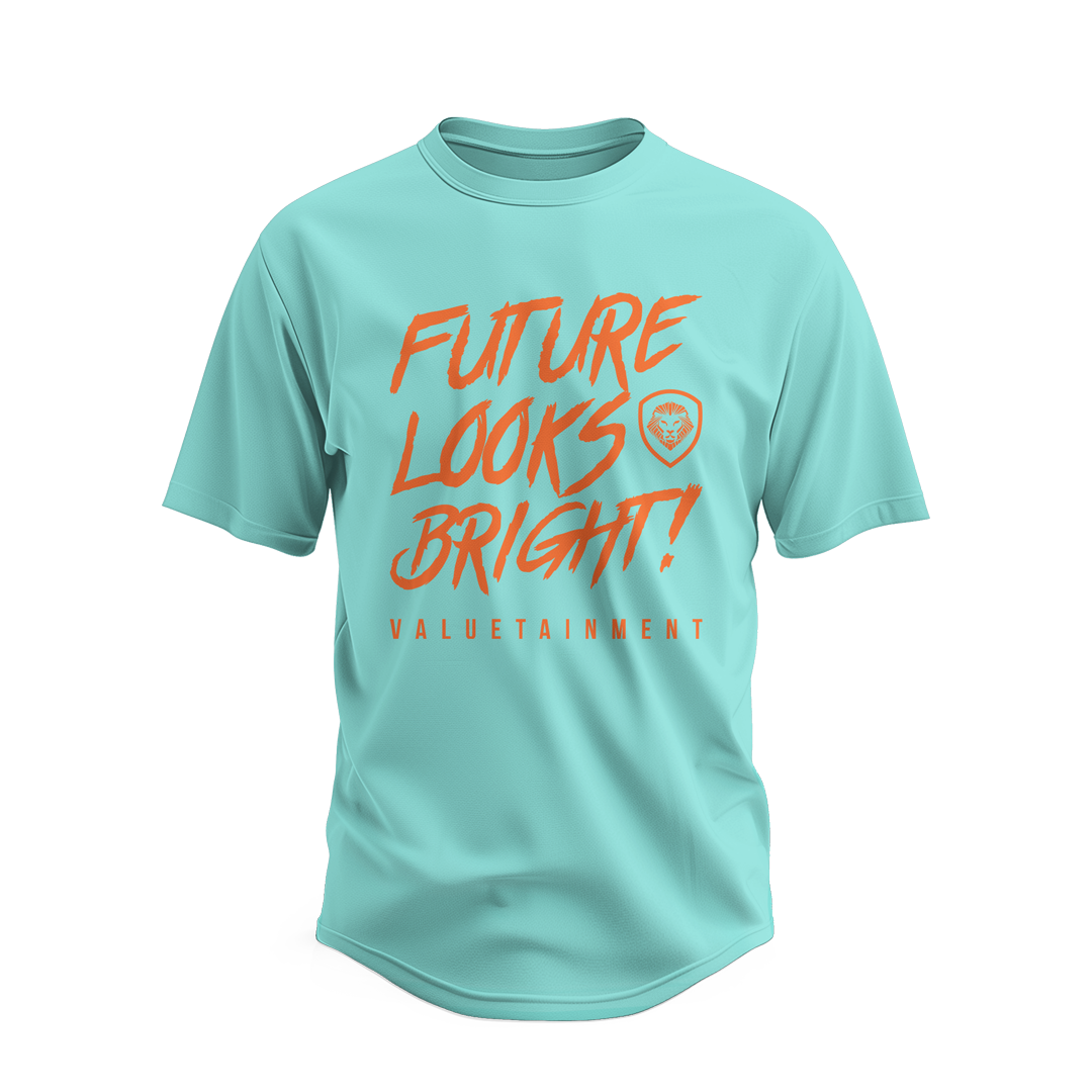 Future Looks Bright Premium Light Blue Curved Hem Short Sleeve T-Shirt