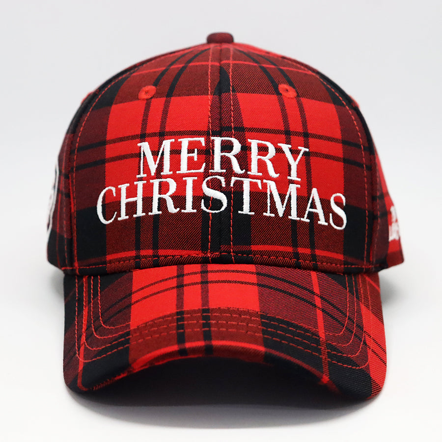 Merry Christmas Red and Black Buffalo Plaid Snapback Hat
