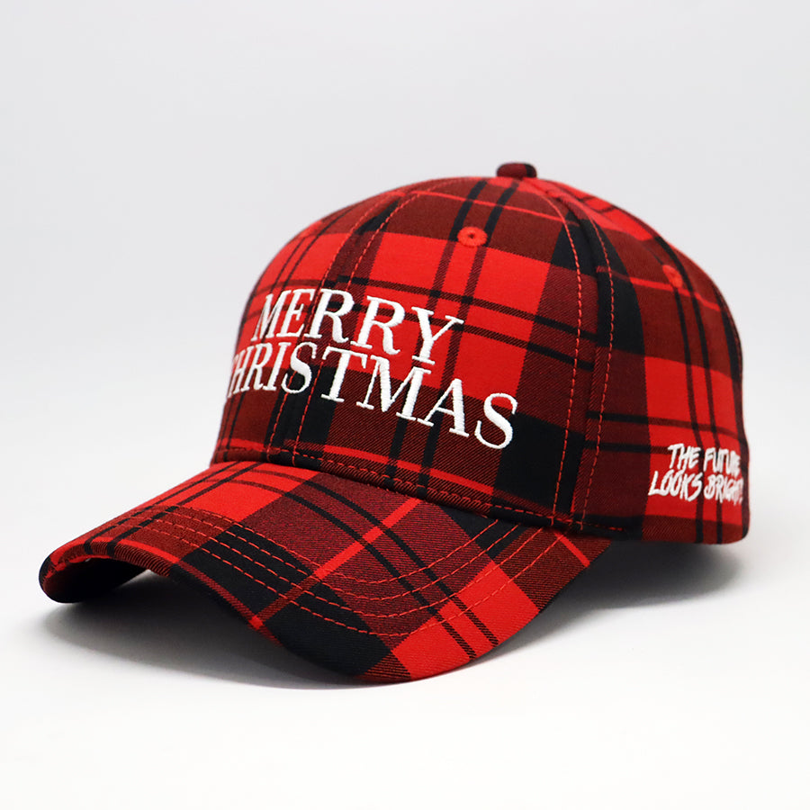 Merry Christmas Red and Black Buffalo Plaid Snapback Hat