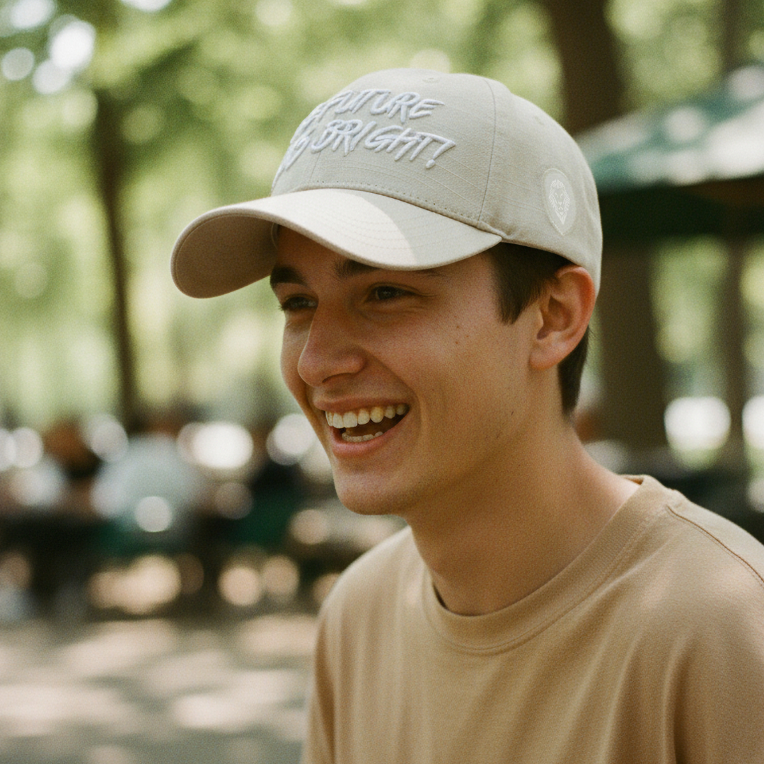 Future Looks Bright Ivory Cream Canvas Snapback Hat