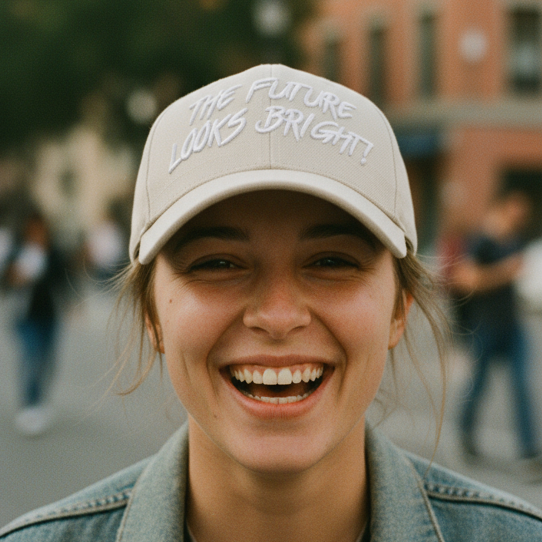 Future Looks Bright Ivory Cream Canvas Snapback Hat