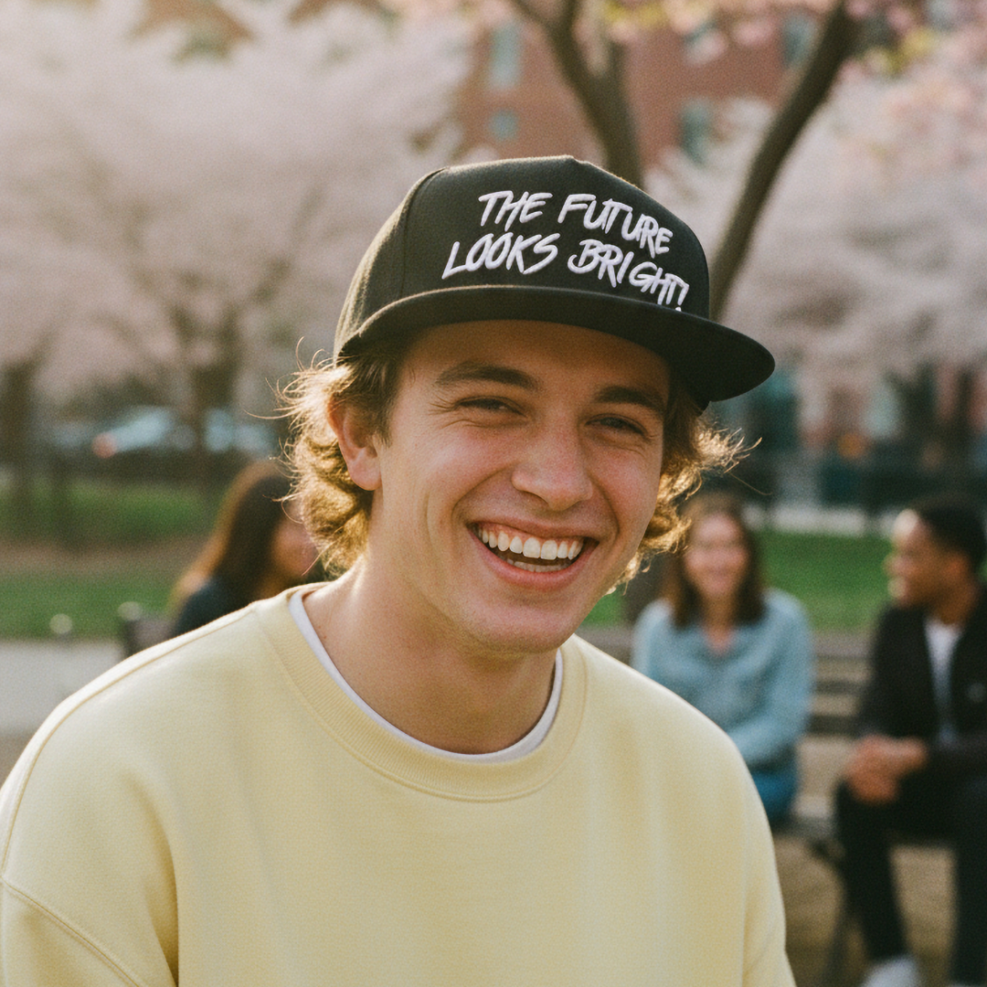 Future Looks Bright Black & White Flat Brim Snapback hat