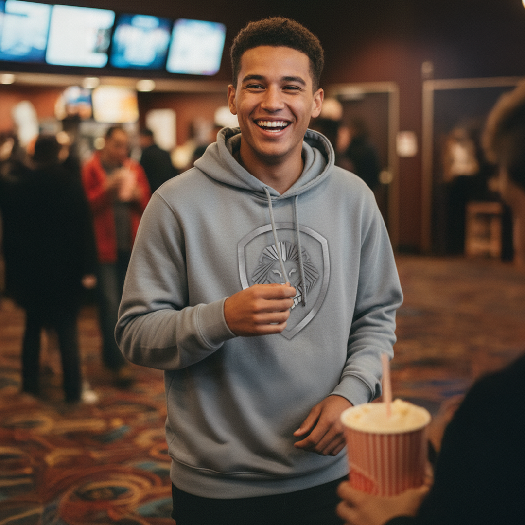 Valuetainment Lion Shield Grey Pullover Performance Hoodie