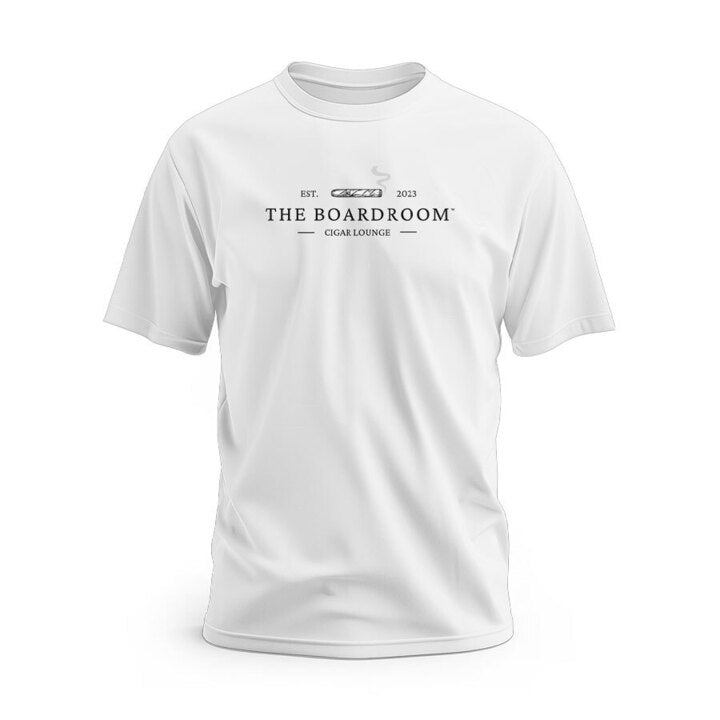 The Board Room Cigar Lounge TM White Short Sleeve T-Shirt