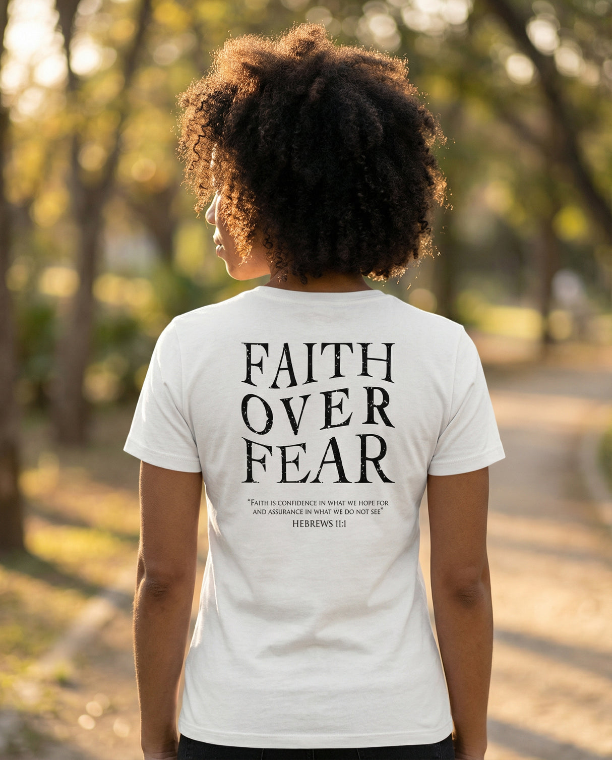 Women's Faith Over Fear VT White and Black Short Sleeve T-Shirt