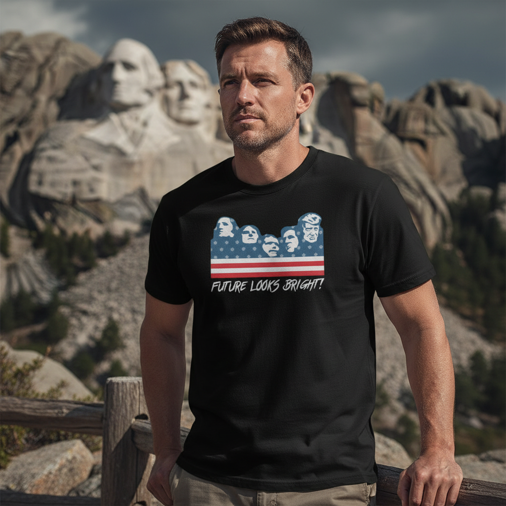 Future Looks Bright VT Mount Rushmore Black Short Sleeve T-Shirt