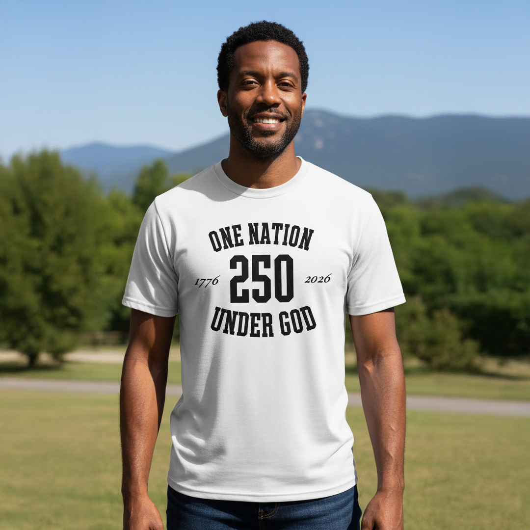 One Nation Under God Gold and White 250 Short Sleeve T-Shirt