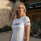Women's Team America Retro White Valuetainment Short Sleeve T-Shirt (Slim fit)