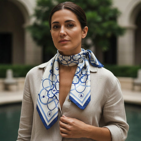 Future Looks Bright Blue Muse 100% Premium Silk Scarf 38" x 38"