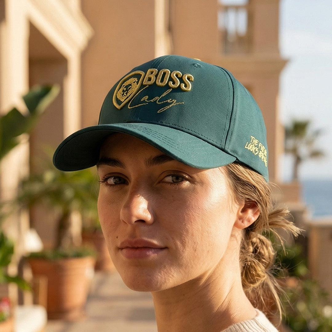 Future Looks Bright Boss Lady Hunter Green and Gold Snapback
