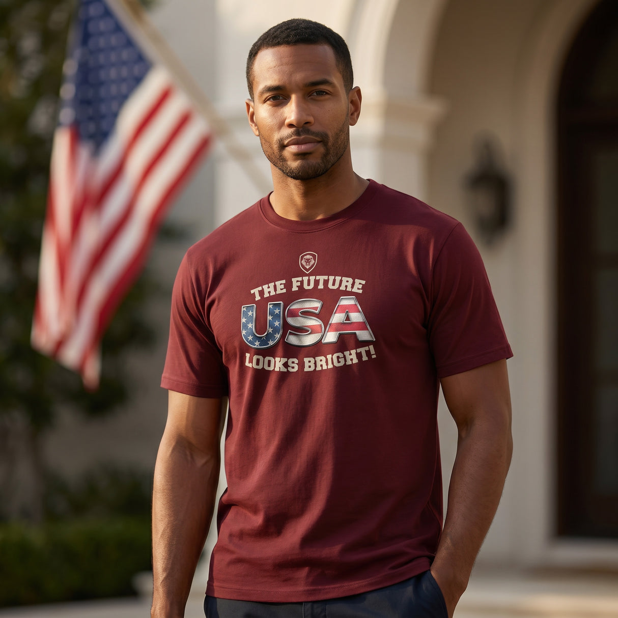 FLB USA Legacy Burgundy Short Sleeve T-Shirt