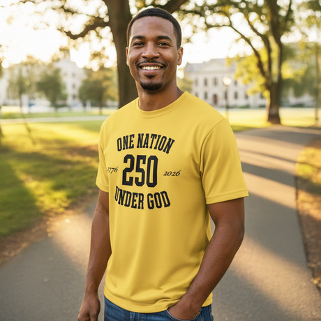 One Nation Under God Gold and White 250 Short Sleeve T-Shirt