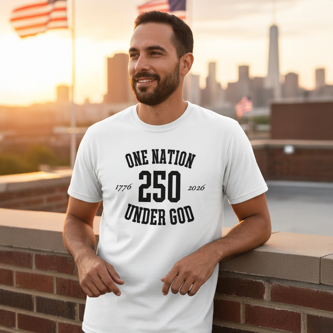 One Nation Under God Gold and White 250 Short Sleeve T-Shirt
