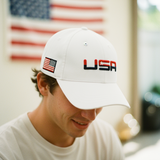 USA Retro Future Looks Bright White Snapback Hat