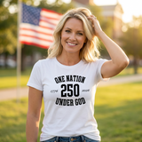 Women's One Nation Under God 250 White Short Sleeve T-Shirt