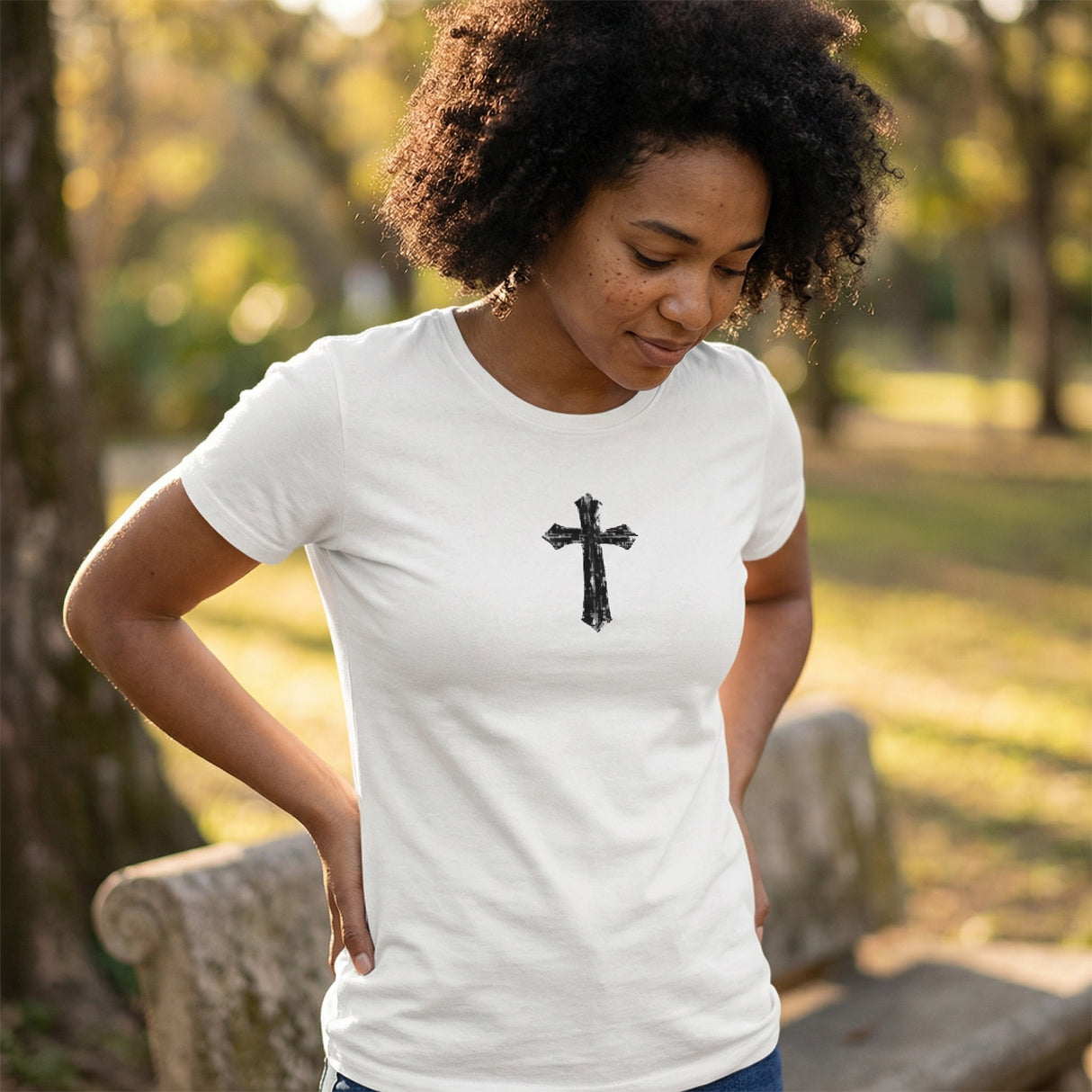Women's Faith Over Fear VT White and Black Short Sleeve T-Shirt