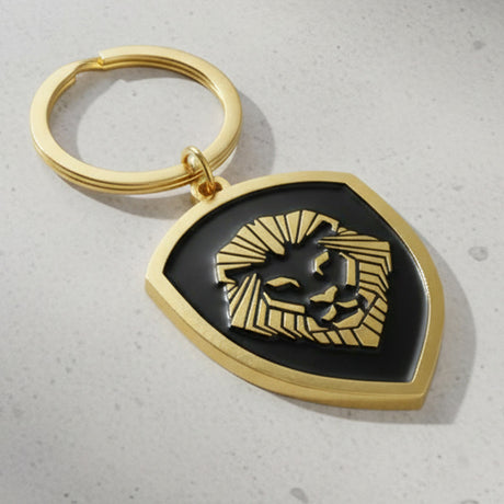 Gold Lion shield Keychain