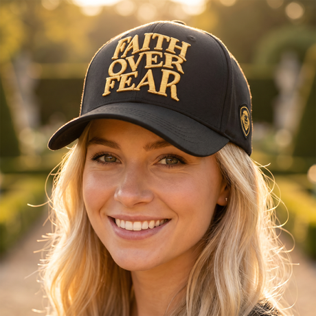 Faith Over Fear Hebrews 11:1 Black and Gold Snapback