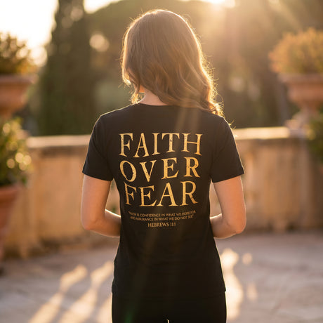 Women's Faith over Fear Black and Gold Shirt