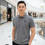 Future Looks Bright Lion Shield Premium Grey and Black Polo Shirt (Classic Fit)