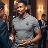 Future Looks Bright Lion Shield Premium Grey and Black Polo Shirt (Classic Fit)