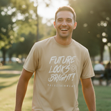 Future Looks Bright Premium Curved Hem Cream and White Short Sleeve T-Shirt